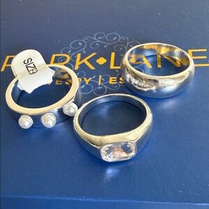 Park Lane Journey Rings Silver Ring Set with Pearl and Crystal Accents size 9